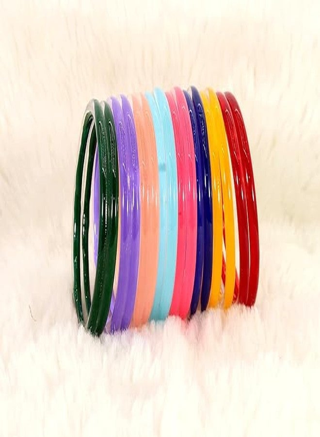 BANGLESKART Plain Glass Kada Set For Women & Girls with Glossy Finish Plane Women Kada Set Daily use Glass Bangles Party, Office, Wedding Bangles For Women Glass Kada Set of 16 Multi - Image 4