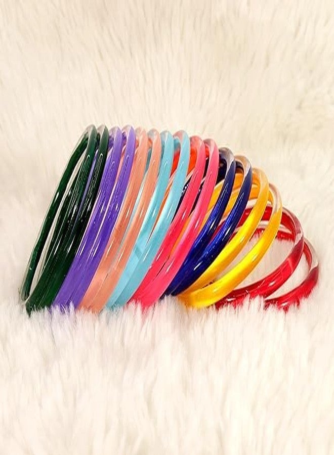 BANGLESKART Plain Glass Kada Set For Women & Girls with Glossy Finish Plane Women Kada Set Daily use Glass Bangles Party, Office, Wedding Bangles For Women Glass Kada Set of 16 Multi - Image 5