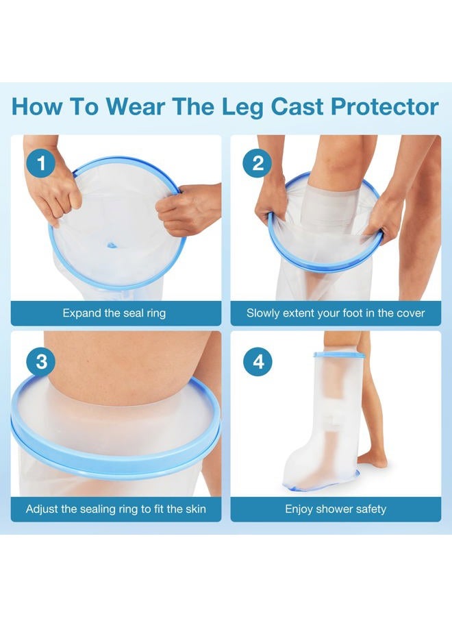 Qinaoco Waterproof Extra Wide Leg Cast Cover for Shower Adults, Extra Large Leg Shower Cover with Non-Slip Bottom, Watertight Foot Protector for Plus Size Adults Surgery Shower Boot - Image 4