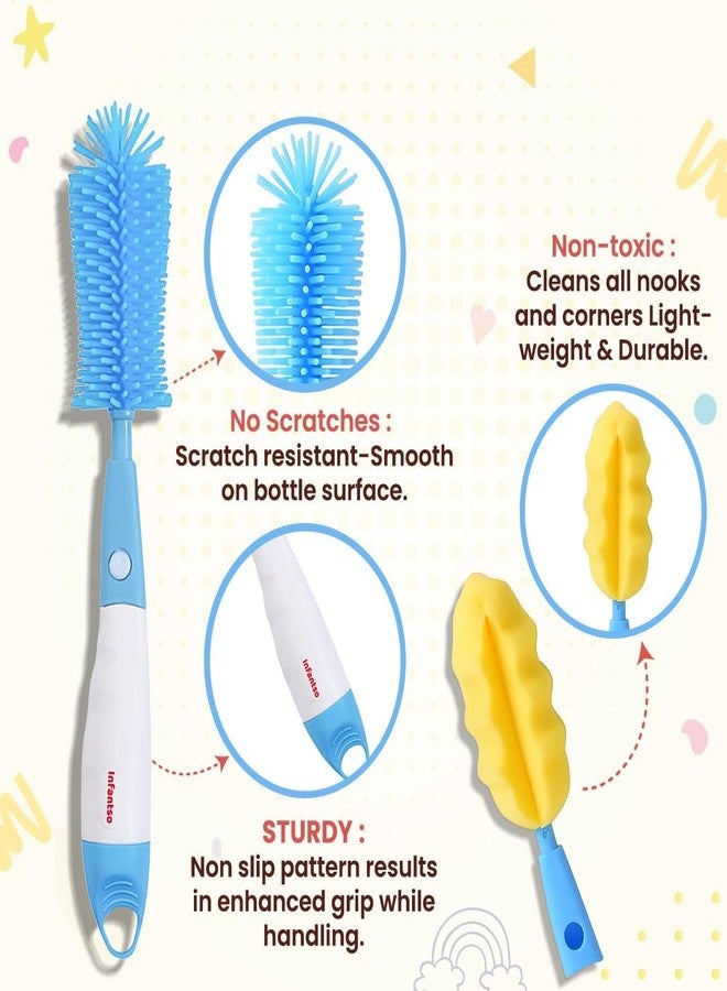 u-grow Infantso Bottle Cleaning Brush (4-in-1) Baby Bottle Cleaning Brush Silicone Bristle for Easy & Scratch Free Cleaning | Baby Bottle Cleaner Brush, Straw & Nipple Cleaning Brush - Image 3