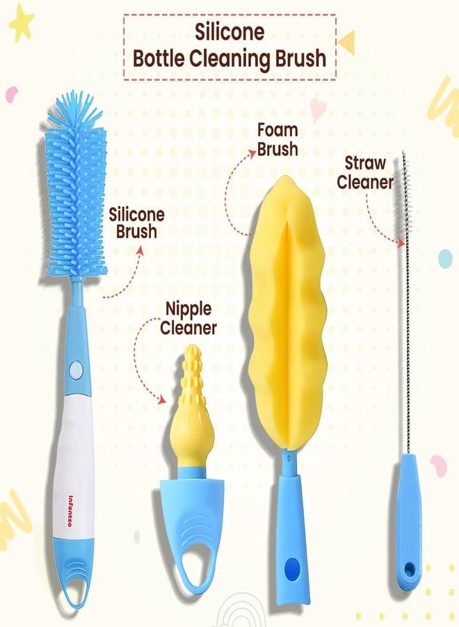 u-grow Infantso Bottle Cleaning Brush (4-in-1) Baby Bottle Cleaning Brush Silicone Bristle for Easy & Scratch Free Cleaning | Baby Bottle Cleaner Brush, Straw & Nipple Cleaning Brush - Image 5