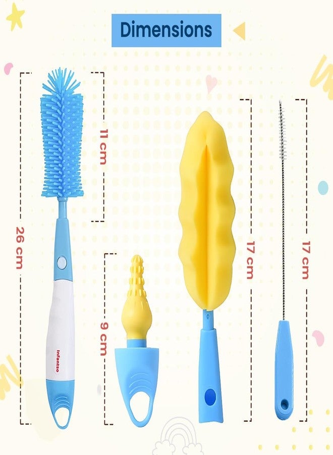 u-grow Infantso Bottle Cleaning Brush (4-in-1) Baby Bottle Cleaning Brush Silicone Bristle for Easy & Scratch Free Cleaning | Baby Bottle Cleaner Brush, Straw & Nipple Cleaning Brush - Image 2