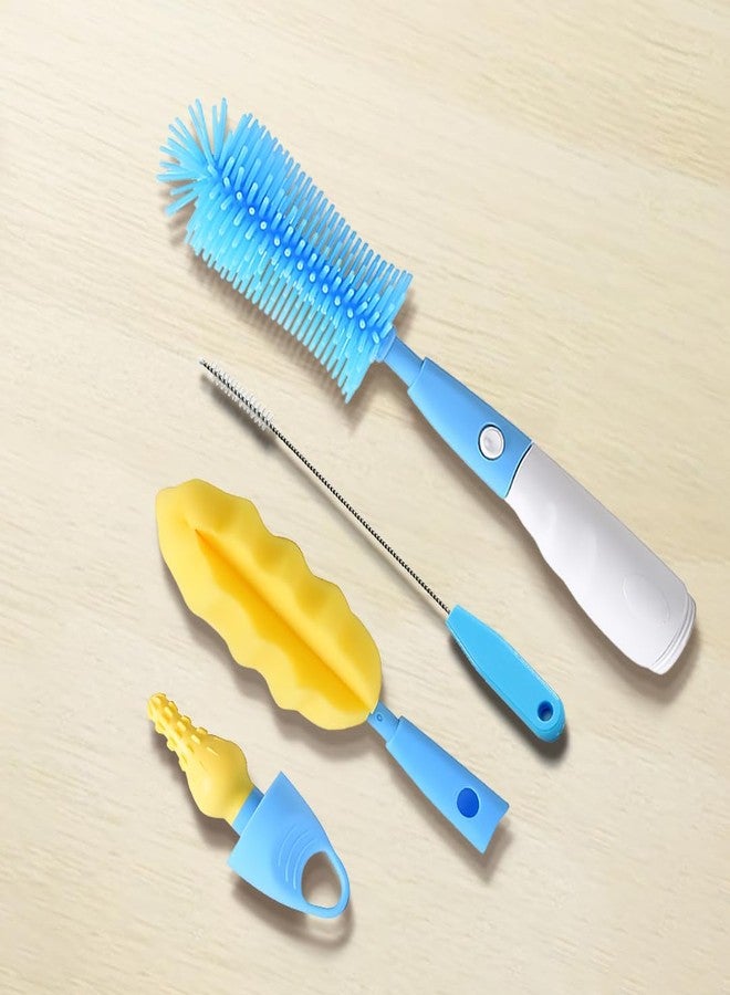 u-grow Infantso Bottle Cleaning Brush (4-in-1) Baby Bottle Cleaning Brush Silicone Bristle for Easy & Scratch Free Cleaning | Baby Bottle Cleaner Brush, Straw & Nipple Cleaning Brush - Image 1