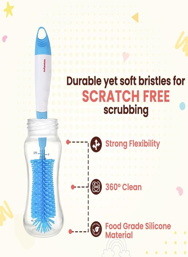 u-grow Infantso Bottle Cleaning Brush (4-in-1) Baby Bottle Cleaning Brush Silicone Bristle for Easy & Scratch Free Cleaning | Baby Bottle Cleaner Brush, Straw & Nipple Cleaning Brush - Image 4