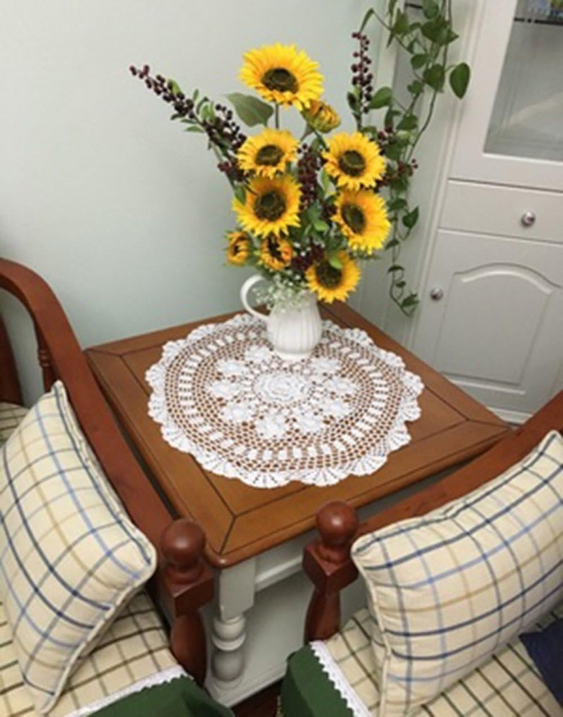 Laivigo New Handmade Crochet Cotton Lace Round Table Cloth Doilies Doily22 inchWhite - Image 3
