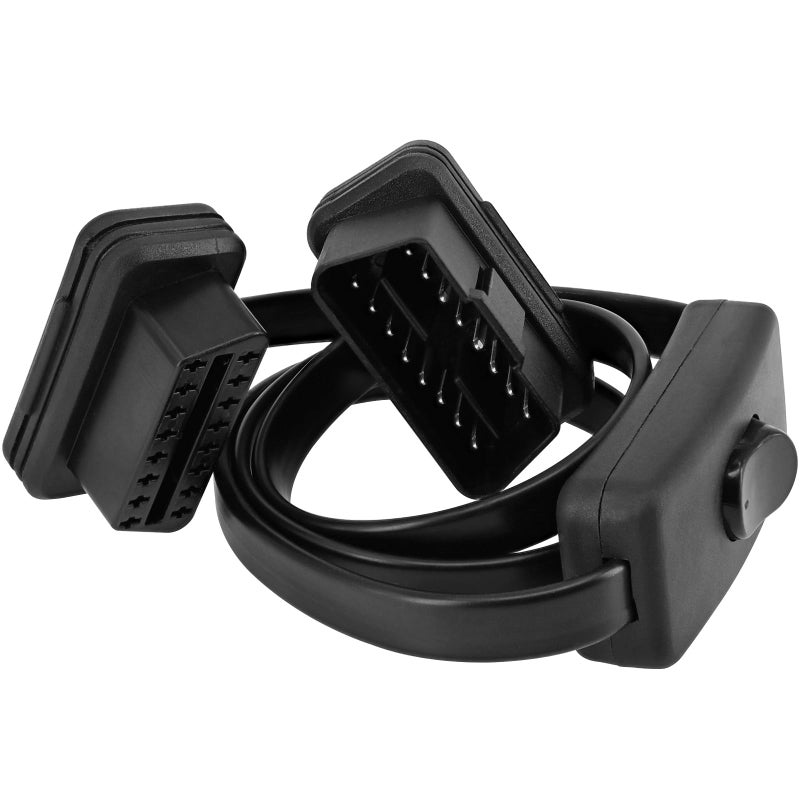 Yeebline OBDII 16 Pin Extension Cable with Switch 06M2Ft OBDII OBD2 90 Degree Right Angle 16 Pin Auto Car Male to Female Flat Cord Diagnostic Extender Adapter