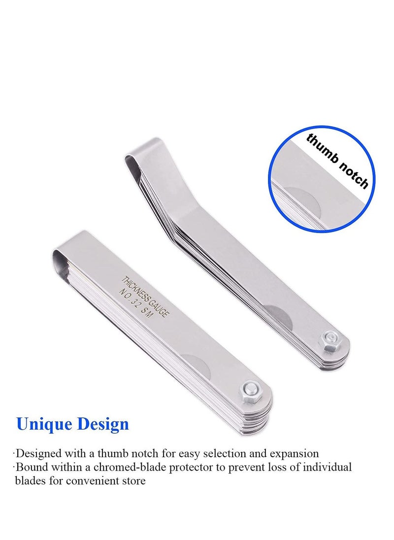KASTWAVE 2Pcs Feeler Gauge with 32-Blade and Offset Feeler Gauge with 16-Blade, Gauge Dual Marked Metric and Imperial Gap Measuring Tool  - Image 5