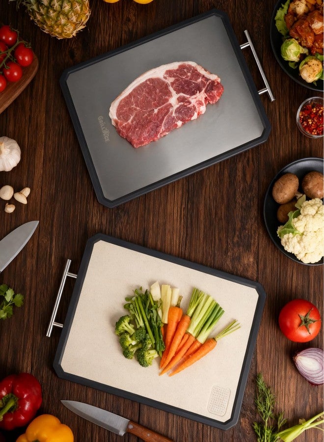 GrillAce Titanium Cutting Boards for Kitchen Double Sided Food Grade Non Toxic Chopping Board with Wheat Straw PP Non Slip and Dishwasher Safe for Meat Vegetables Fruits Large 16.3"×11" - Image 5