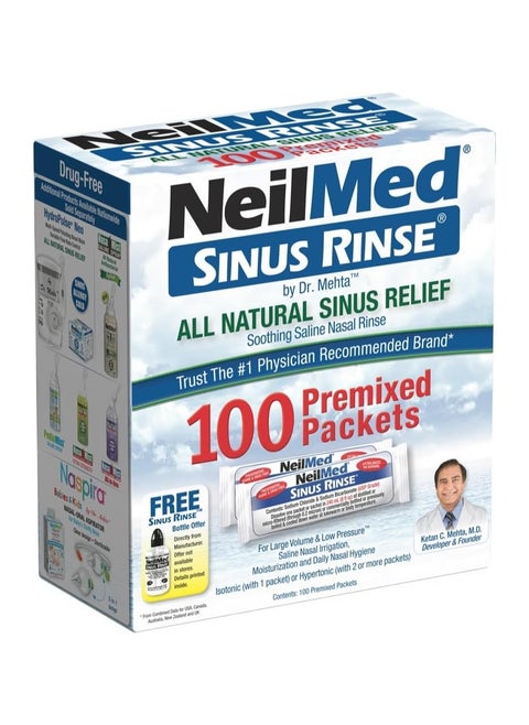 The Original & Patented Sinus Rinse Kit, 100  Premixed Packets, 1 Kit