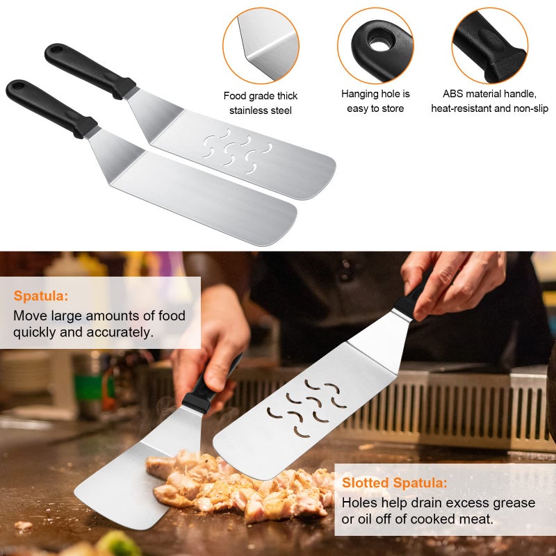 AULTONG 8-Piece Griddle Accessory Kit â€“ Premium Stainless Steel Tools with Leak-Proof Bottles, Scraper, Spatulas, Cleaning Brush & Carry Bag for Blackstone & Camp Chef(8pcs) - Image 3