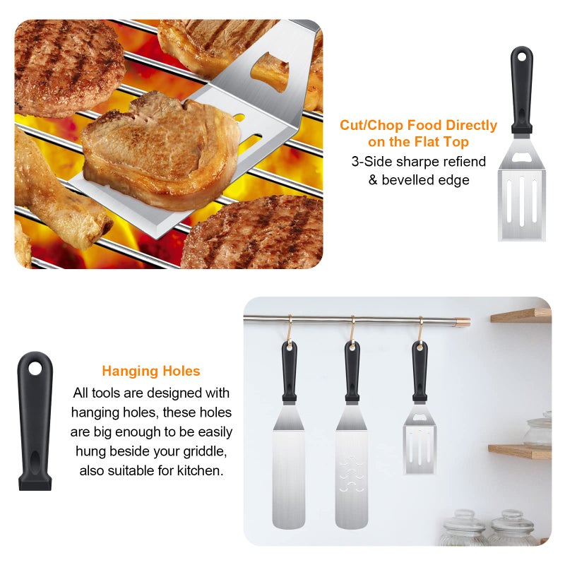 AULTONG 8-Piece Griddle Accessory Kit â€“ Premium Stainless Steel Tools with Leak-Proof Bottles, Scraper, Spatulas, Cleaning Brush & Carry Bag for Blackstone & Camp Chef(8pcs) - Image 4
