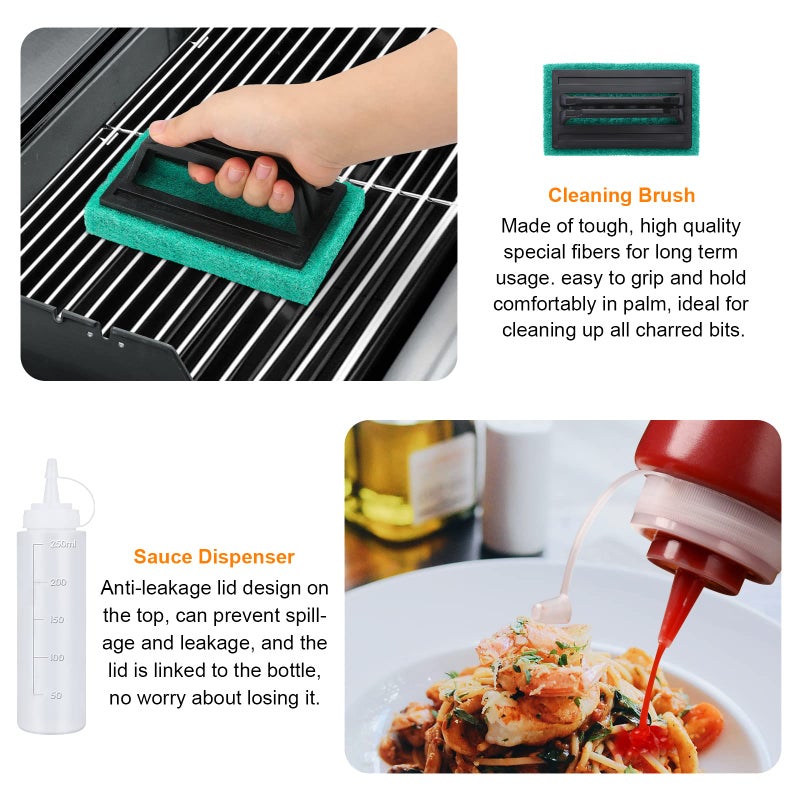 AULTONG 8-Piece Griddle Accessory Kit â€“ Premium Stainless Steel Tools with Leak-Proof Bottles, Scraper, Spatulas, Cleaning Brush & Carry Bag for Blackstone & Camp Chef(8pcs) - Image 5