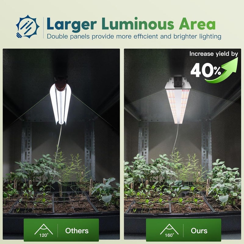 FREELICHT 1 Pack 4ft LED Grow Light, 60W (350W Equivalent), Sunlike Full Spectrum Integrated Plant Light for Hydroponic Indoor Plant Seedling Veg and Flower, Plug in with On/Off Switch - Image 4