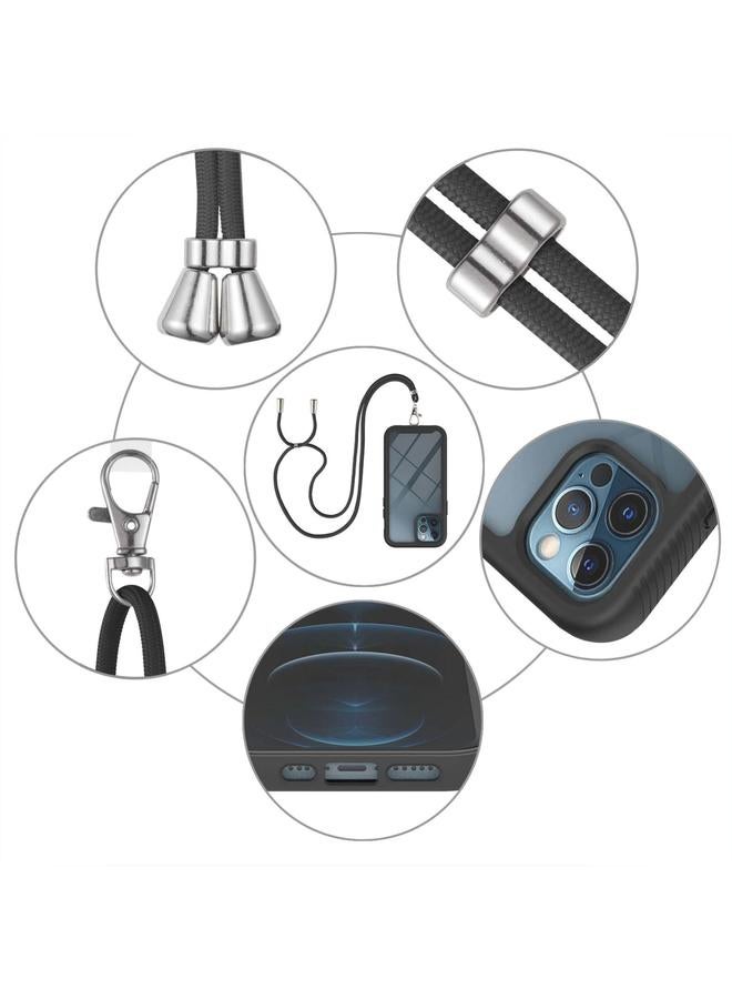 Zaboon Case For iPhone 12 / 12 Pro Starry Sky Solid Color Series Shockproof PC + TPU Protective Case with Neck Strap - Image 4