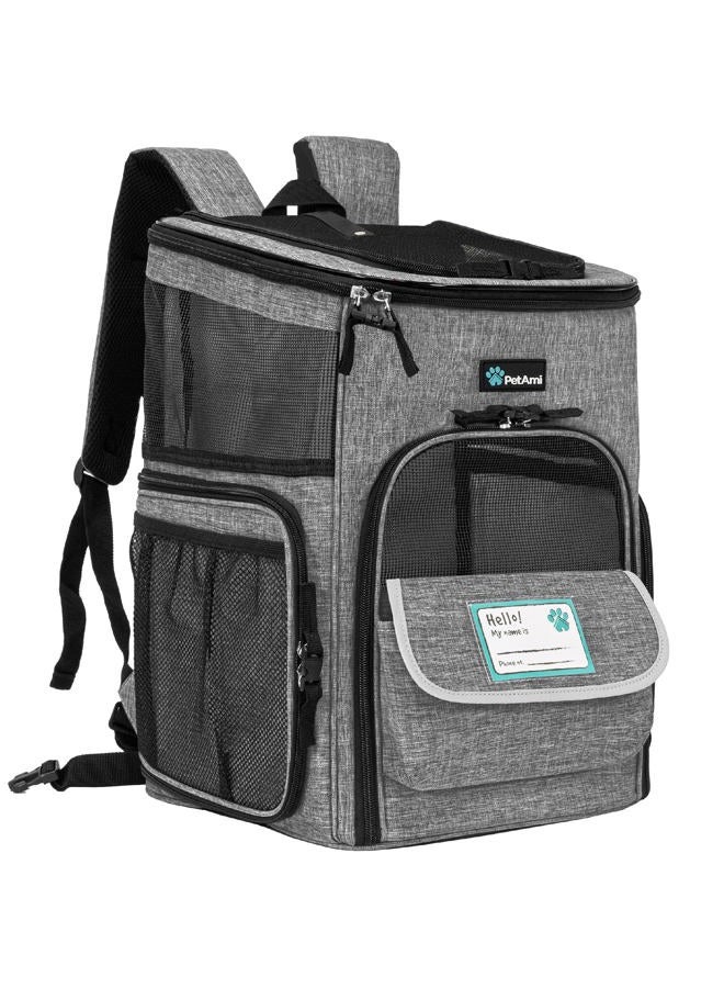 PetAmi Dog Backpack Carrier, Airline Approved Cat Backpacks for Carrying Small Large Cats, Pet Carrier Back Pack, Ventilated Soft Sided for Travel, Hiking, Camping, Max 18 lbs, Heather Gray  - Image 1