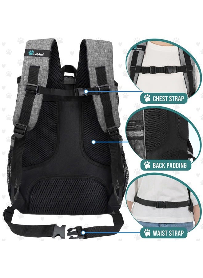 PetAmi Dog Backpack Carrier, Airline Approved Cat Backpacks for Carrying Small Large Cats, Pet Carrier Back Pack, Ventilated Soft Sided for Travel, Hiking, Camping, Max 18 lbs, Heather Gray  - Image 4