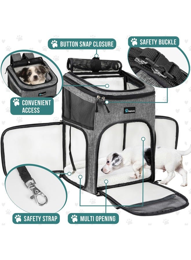 PetAmi Dog Backpack Carrier, Airline Approved Cat Backpacks for Carrying Small Large Cats, Pet Carrier Back Pack, Ventilated Soft Sided for Travel, Hiking, Camping, Max 18 lbs, Heather Gray  - Image 3