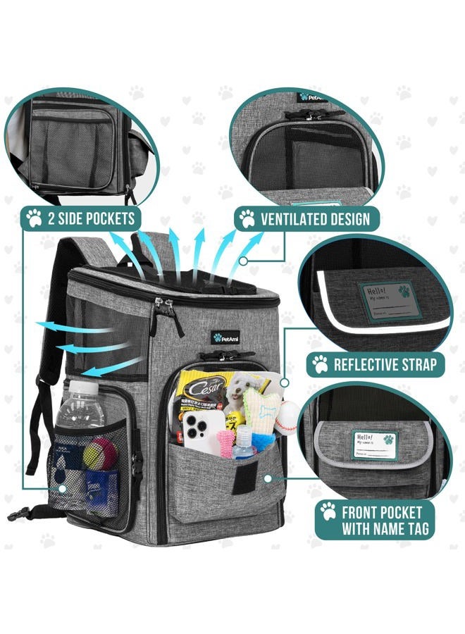 PetAmi Dog Backpack Carrier, Airline Approved Cat Backpacks for Carrying Small Large Cats, Pet Carrier Back Pack, Ventilated Soft Sided for Travel, Hiking, Camping, Max 18 lbs, Heather Gray  - Image 2