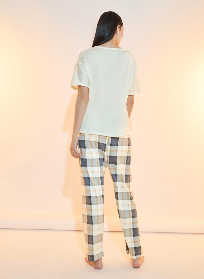 تايك تو طقم بيجاما بطبعة كلاب و كاروهات - Image 4