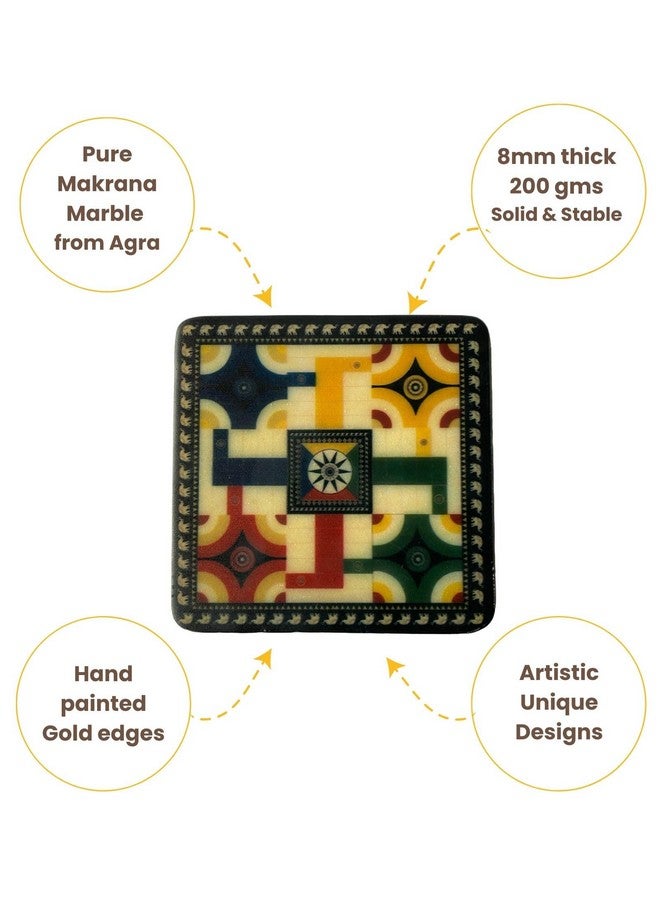 D'ORABLE Marble Coaster for Gifting (Square) - Comes in a Decorative Box. Perfect for Housewarming Roll Back The Good Times Marble Coasters Enhance The Beauty of Your Dining Table. Ideal for Gift. - Image 5