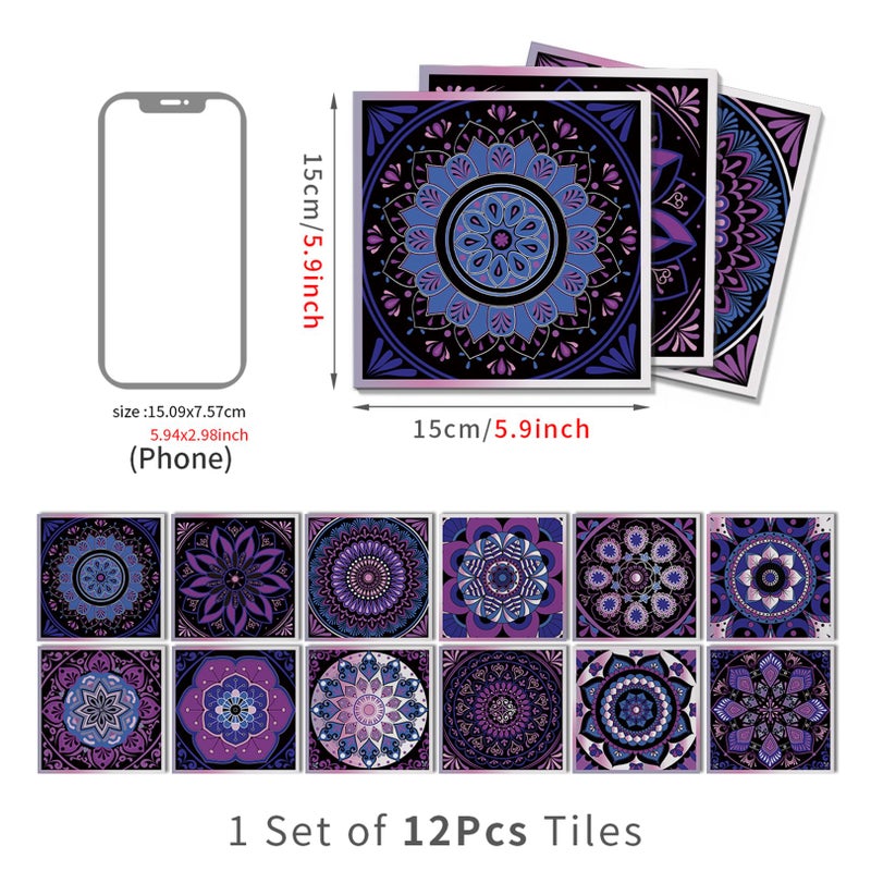 VICCI 12Pcs Purple Tile Stickers 5.9"x5.9" Wall Tiles Removable Kitchen Backsplash Peel and Stick Wall Decals for Bathroom Includes Gift Box - Image 4