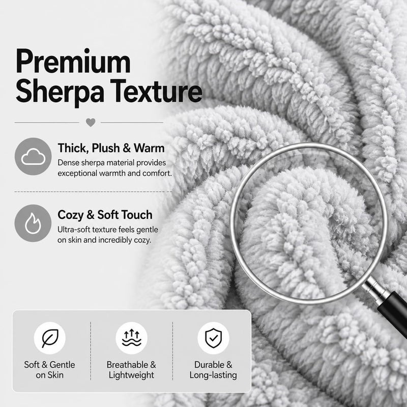 Reafort Ultra Soft Sherpa Pillowcases Set of 2 – Fluffy Cozy Fleece Standard 20" x 26", Warm Plush Covers with Smooth Zipper, Machine Washable (Silver Grey, 20”x26” Standard Sham) - Image 5