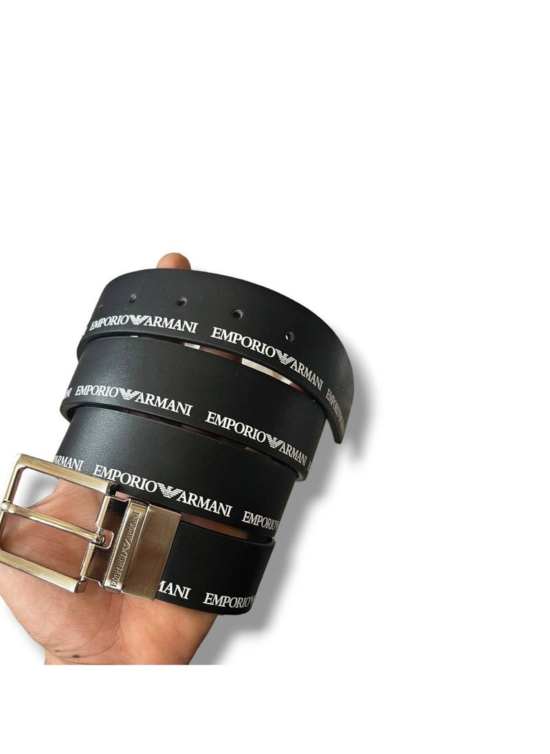 armani Emporio Armani Men's Leather Belt - Black 
