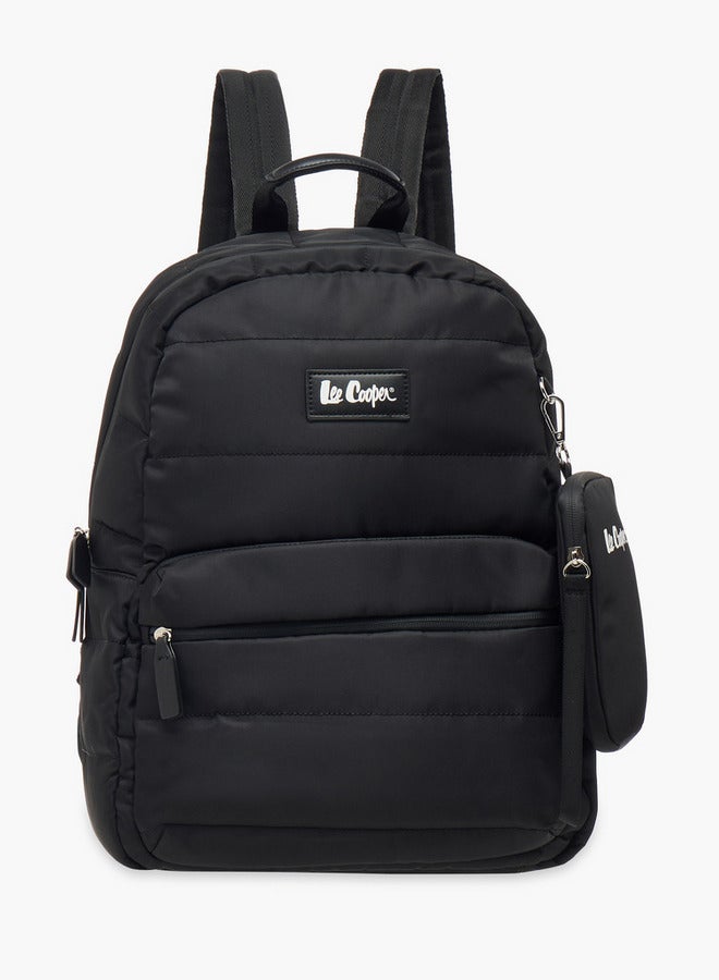 Lee Cooper Solid School Backpack with Zip Closure and Pouch - 31x14x42 cm  - Image 1