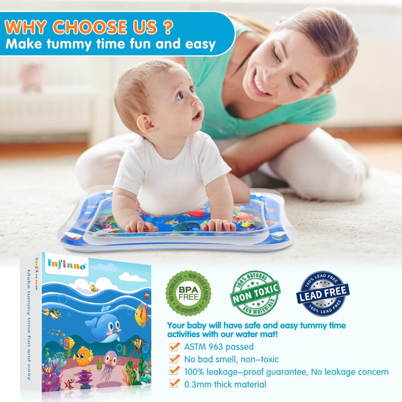 Infinno Inflatable Tummy Time Mat Premium Baby Water Play Mat for Infants and Toddlers Baby Toys for 3 to 24 Months, Strengthen Your Baby's Muscles, Portable - Image 5
