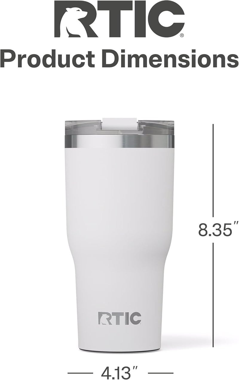 RTIC 30oz Essential Tumbler with Lid, Ceramic Lined, Insulated, Stainless Steel, Metal, Double Wall Vacuum-Insulation, Travel Cup for Iced Coffee, Tea, Hot and Cold Drink, White - Image 4