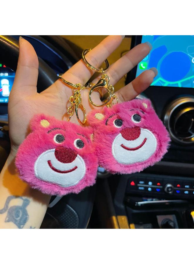 Cute Strawberry Plush Doll Keychain Pendant Children's Socks Scarf Gloves School Bag Accessories Cartoon Brooch-Color:Strawberry Bear-Keychain - Image 5