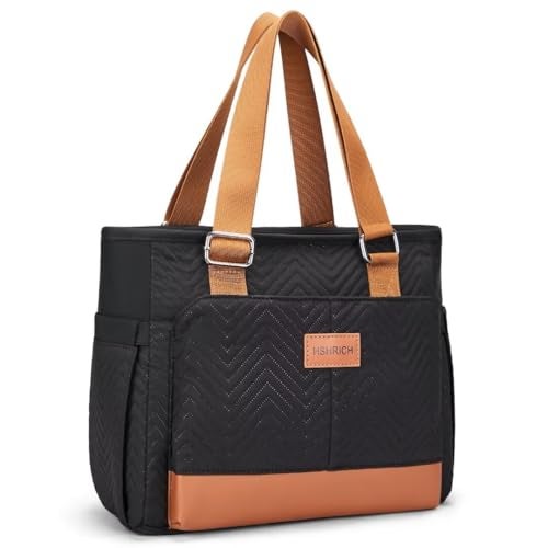 HSHRICH Lunch Bag Lunch Box Women Leakproof Insulated Lunch Cooler Bag for Women Large Lunch Tote Bags Adults Brown Black - Image 1