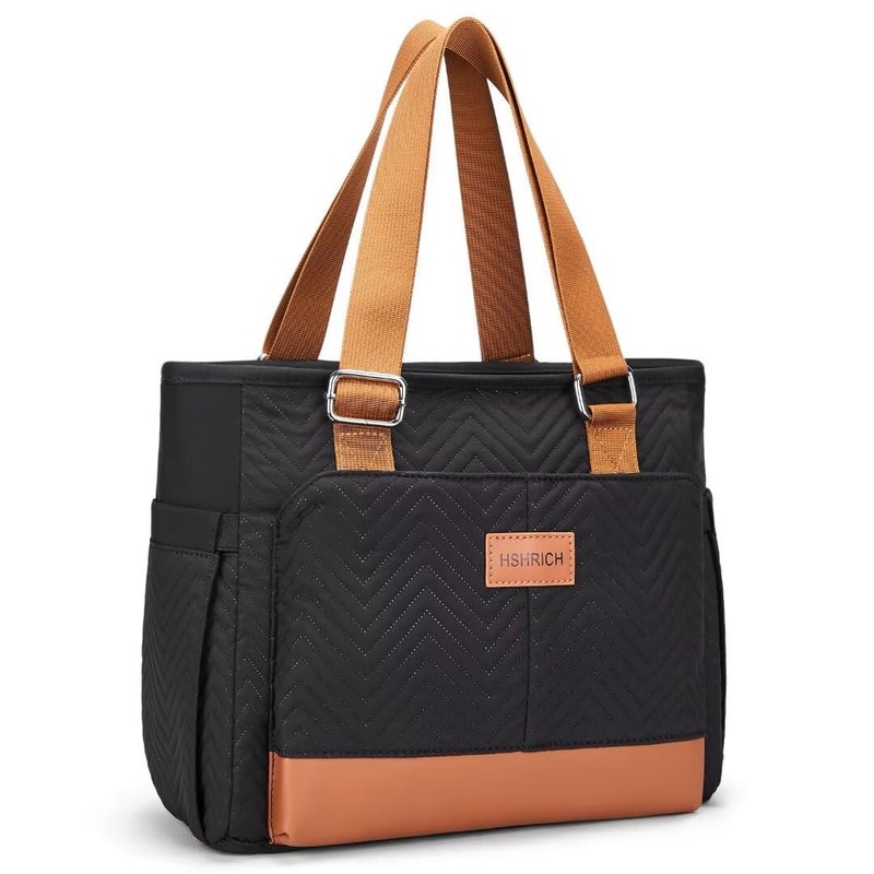 HSHRICH Lunch Bag Lunch Box Women Leakproof Insulated Lunch Cooler Bag for Women Large Lunch Tote Bags Adults Brown Black - Image 2