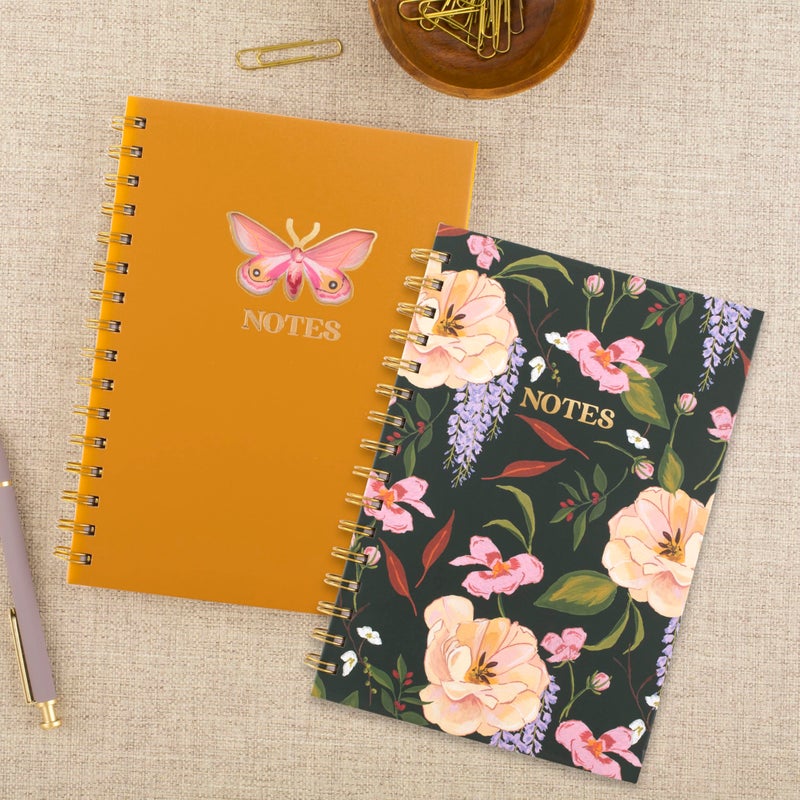 Cambridge Pen+Pillar Notebook, 2 Pack, Legal Ruled Paper, 5-3/4" x 8-1/4", 80 Sheets, Hardcover, Floral and Butterfly (PP12P-402) - Image 2