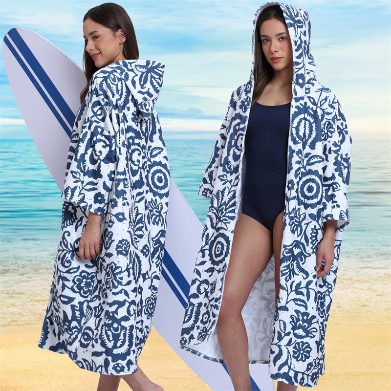Selling Adult Parent-Child Hooded Bath Towel Microfiber Cloak Beach Quick-Drying Bathrobe Cloak Beach - Image 4