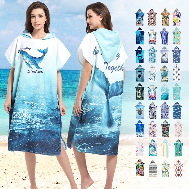 Selling Adult Parent-Child Hooded Bath Towel Microfiber Cloak Beach Quick-Drying Bathrobe Cloak Beach - Image 2