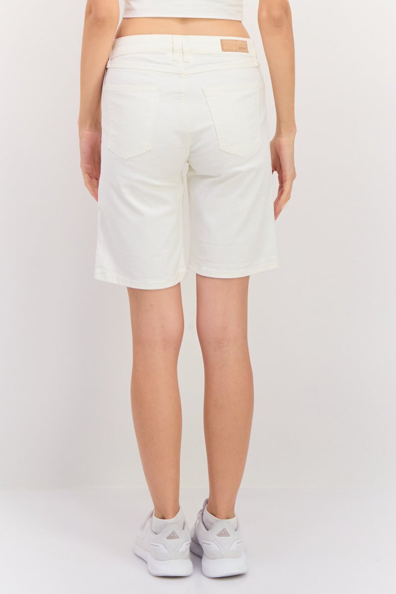 ESPRIT Women Solid Basic Shorts, Cream - Image 4