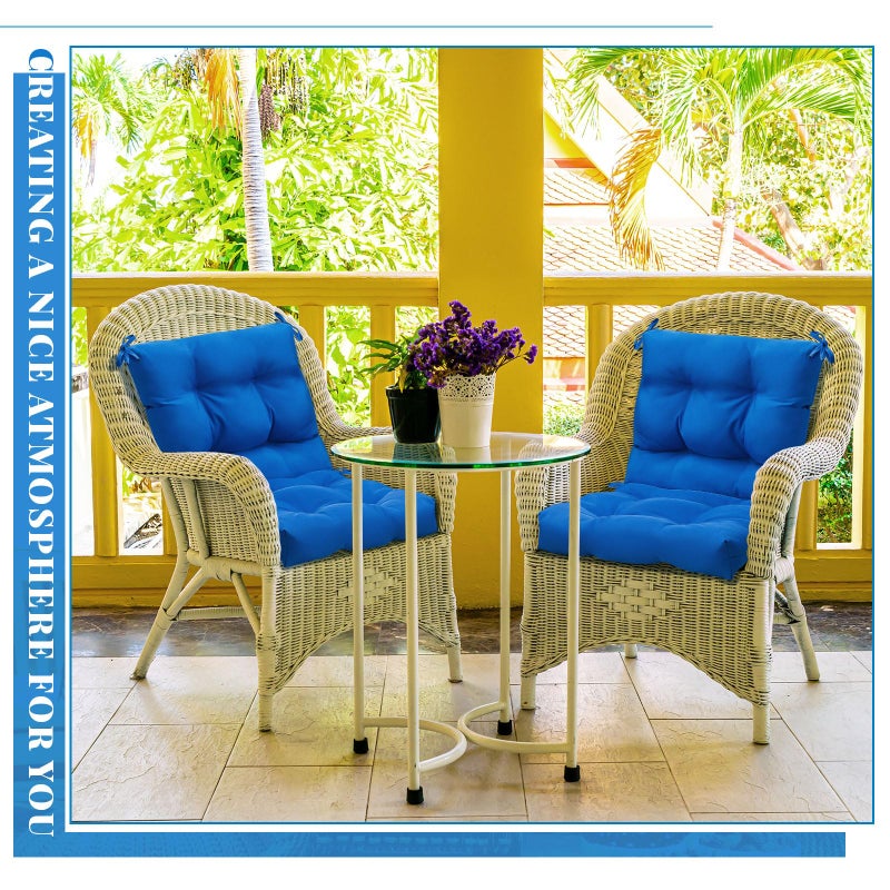 Marsui Outdoor Indoor High Back Chair Cushions Patio Furniture Tufted Pillow with Ties Water-Resistant Replacement Outdoor Rocking Chair Cushions, 42 x 21 Inches(Blue) - Image 5
