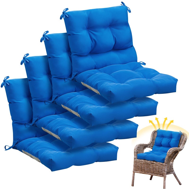 Marsui Outdoor Indoor High Back Chair Cushions Patio Furniture Tufted Pillow with Ties Water-Resistant Replacement Outdoor Rocking Chair Cushions, 42 x 21 Inches(Blue) - Image 1