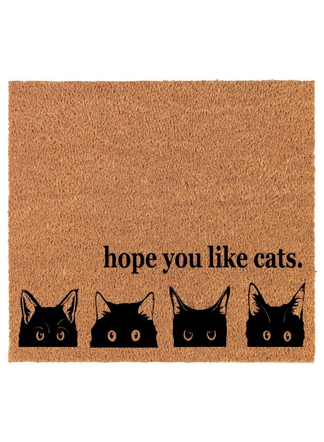 mip Welcome Doormat Coco Coir Door Mat Gift Peeking Cats Hope You Like Cats Funny (30" x 18") - Image 1
