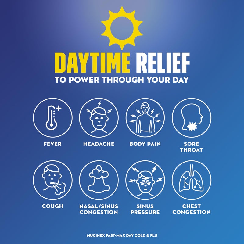 MUCINEX موسينكس فاست-ماكس جيل سائل لبرودة و إنفلونزا النهار/الليل، 24 عدداً - Image 3
