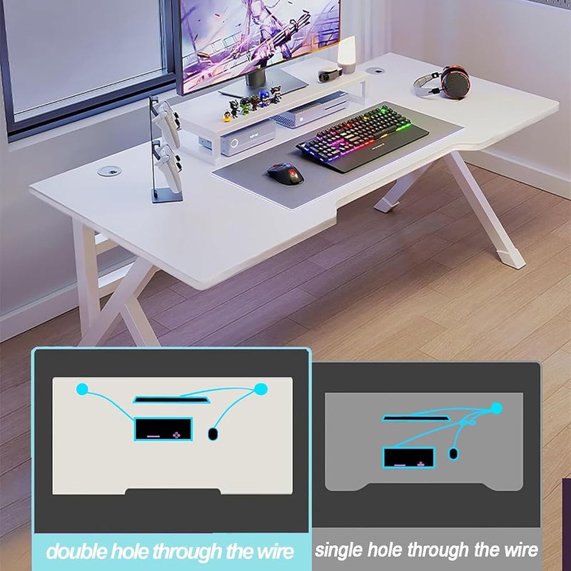 Bentifar Gaming Desktop Computer Desk,Home Office Desk,Versatile Gaming and Study Solution for Modern Homes,Ideal for Students and Gamers,Spacious and Functional (White, 140 x 60 CM) - Image 5