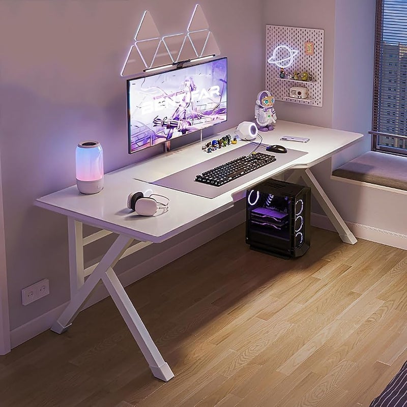 Bentifar Gaming Desktop Computer Desk,Home Office Desk,Versatile Gaming and Study Solution for Modern Homes,Ideal for Students and Gamers,Spacious and Functional (White, 140 x 60 CM) - Image 1
