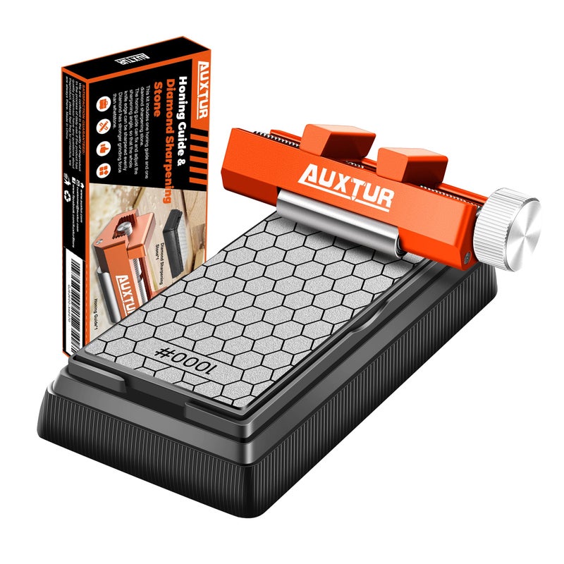 AUXTUR Sharpening Stone with Honing Guide Tool Set for WoodworkingFlattening StoneComplete Sharpening System Woodworking Tools for Chisel Sharpening and Plane Restorationguidestone