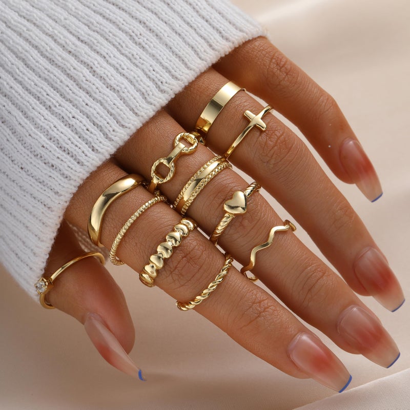 YEEZII 25 Pcs Gold Knuckle Rings for Women Set, Cute Stackable Finger Midi Rings, Dainty Gold Chunky Stacking Womens ring pack - Image 5