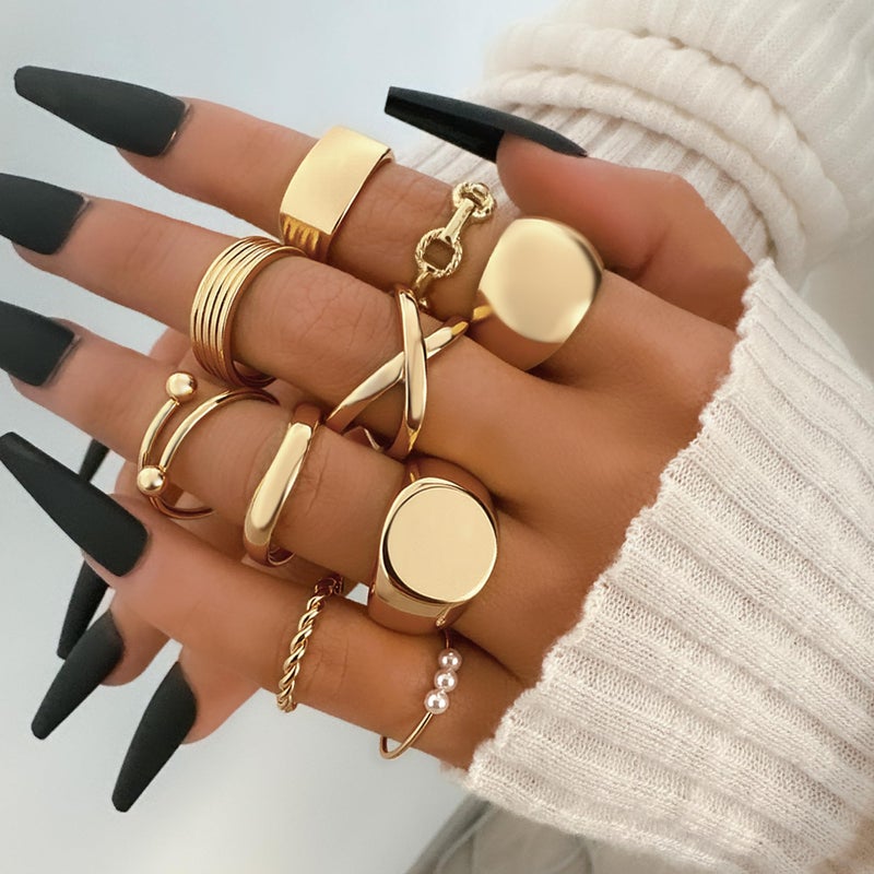 YEEZII 25 Pcs Gold Knuckle Rings for Women Set, Cute Stackable Finger Midi Rings, Dainty Gold Chunky Stacking Womens ring pack - Image 4