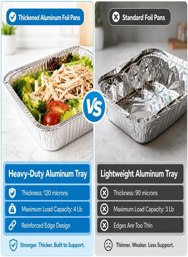 WAWINY 9x13 Thickened Aluminum Foil Pans, 10Pack Extra Deep Disposable Aluminum Pans with Lids for Roasting, Baking, Cooking, Food Prep, Chafing, Steam Table, Oven, Cake, and Party Catering. - Image 2