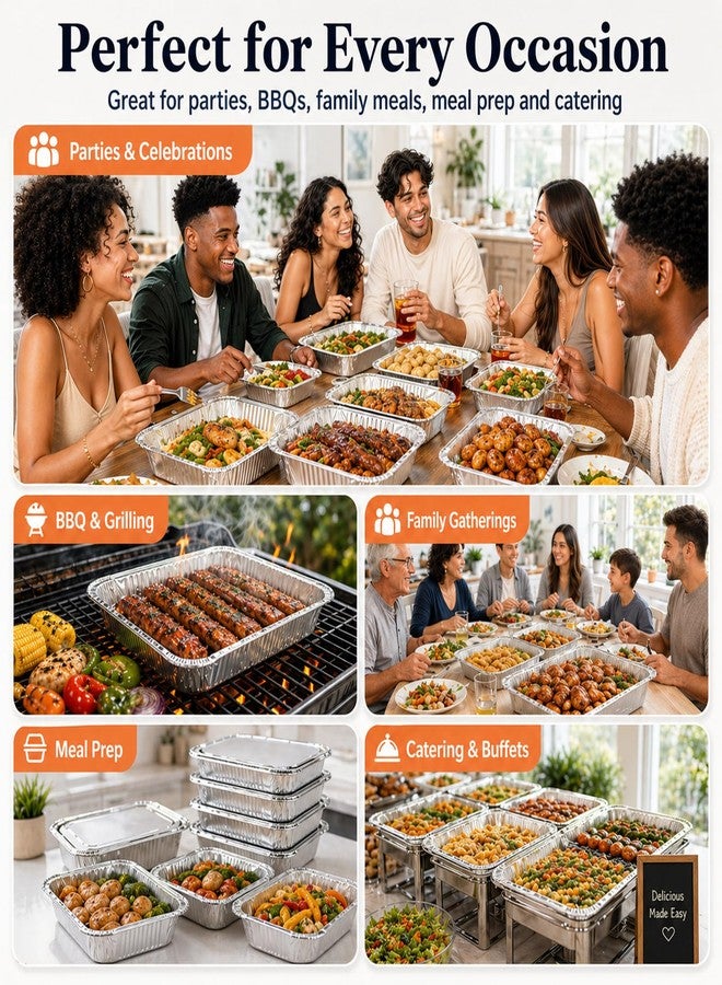 WAWINY 9x13 Thickened Aluminum Foil Pans, 10Pack Extra Deep Disposable Aluminum Pans with Lids for Roasting, Baking, Cooking, Food Prep, Chafing, Steam Table, Oven, Cake, and Party Catering. - Image 4