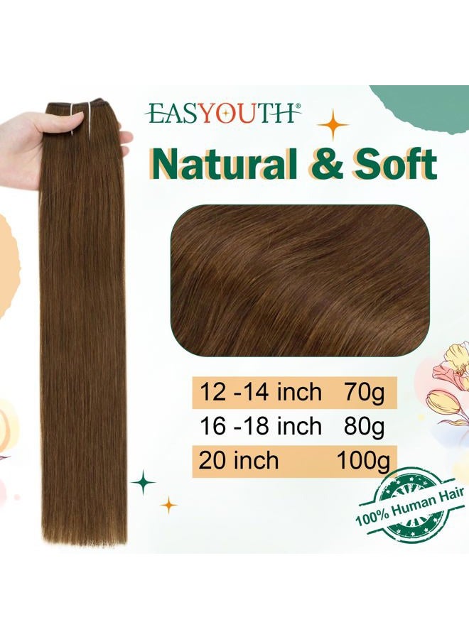 Easyouth Wire Hair Extensions Human Hair Brown Remy Human Hair Wire Extensions Medium Brown Softness Wire Real Hair Extensions for Women Fish Wire Extensions Easy to Wear 100G 20Inch - Image 2