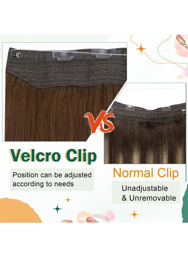 Easyouth Wire Hair Extensions Human Hair Brown Remy Human Hair Wire Extensions Medium Brown Softness Wire Real Hair Extensions for Women Fish Wire Extensions Easy to Wear 100G 20Inch - Image 4